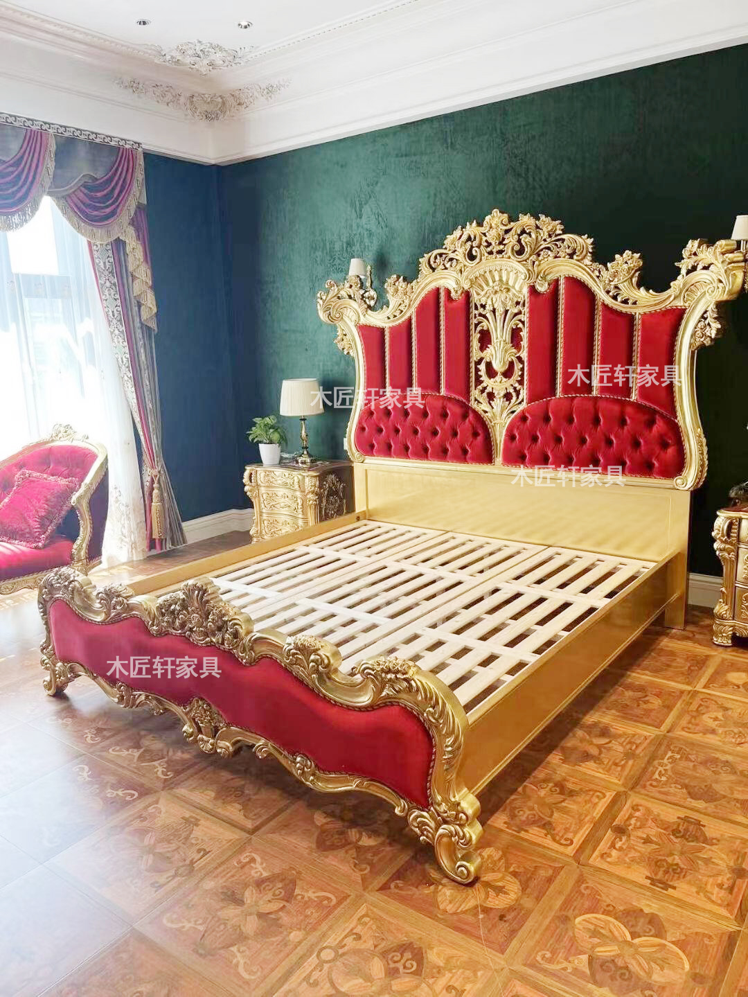 frame encryption bed board structure-french court bed