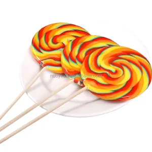 For Sale Fruit Different Colors Handmade Hard Swirl Flat Giant Lollipop Snacks Free Samples