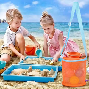 Niños al aire libre Playa Juguetes Malla Seashell Bolsa Cremallera Red Bolsa de almacenamiento Cubo redondo Organizadores de artículos diversos - Product Image 4