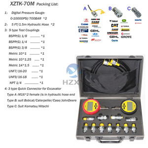 ชุดทดสอบเกจวัดแรงดันดิจิตอลสำหรับเครื่องจักรก่อสร้าง XZTK-70M 2 เกจวัดดิจิตอล <span class=keywords><strong>9</strong></span> ข้อต่อ 3 ตัวเชื่อมต่อแบบเร็ว 2 สายยาง - Product Image 3