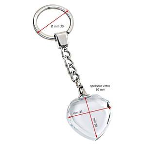 Llavero con Corazón de Cristal de 28x30 mm, Colgante Facetado Transparente con Cadena Plateada - Product Image 2