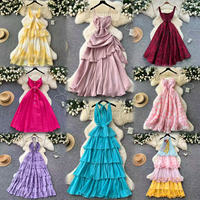 Robe nuisette en satin tendance été pour femme, sexy, à fines bretelles, dos nu, fendue haute, longueur midi, pour la plage, les soirées et les clubs
