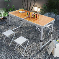 Ensemble de table et chaises de camping pliables portables, 1 table et 4 chaises, imperméables