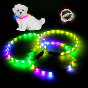 Özel silikon malzeme şarj edilebilir parlayan Light up köpek tasması gece yürüyüş için yanıp sönen LED köpek tasması kesilebilir - Product Image 4