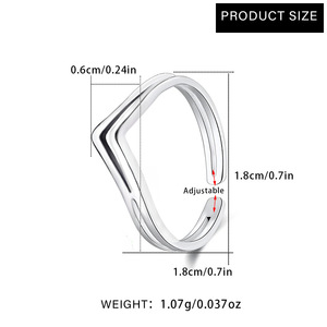 Juego de Anillos Ajustables de Acero Inoxidable 316L Resistentes al Agua y al Deslustre, Diseño en V, para Playa, Verano, Unisex - Product Image 6