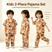 Pyjama décontracté pour enfants à rayures florales pour la saison d'automne, haut à manches courtes à col boutonné et pantalon