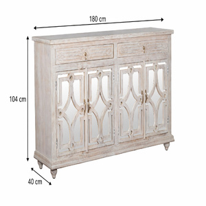 <b>Vintage</b> Solid Wood <b>Sideboard</b> Cabinet with Carved Glass Doors| Distressed WoodenBuffet Cabinet wit Drawers & Storage| Living room - Product Image 5