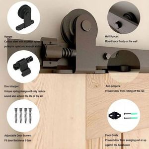 Juego de Herrajes para Puerta Corredera WEKIS, Juego de Rodillos en Forma de T con Rodillos Negros Resistentes, Acero Duradero, Latón, Cocina al Aire Libre - Product Image 4