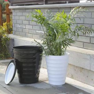 <span class=keywords><strong>Maceta</strong></span> de plástico cilíndrica alta con grano <span class=keywords><strong>horizontal</strong></span> para plantas verdes, venta al por mayor para fabricantes - Product Image 1