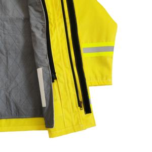 بدلة إطفاء حريق معتمدة من CE مصنوعة من القطن المقاوم للحريق، سترة وبنطلون باللون الأصفر الفلوري مع شريط عاكس - Product Image 3
