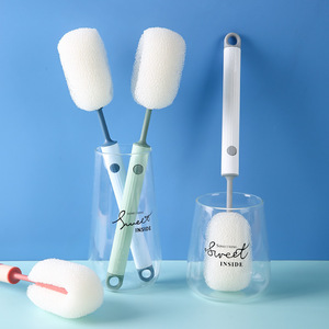 Brosse éponge suspendable à long manche, brosse de nettoyage détachable pour bouteille, tasse thermos, blanc, rose, bleu, vert - Product Image 3