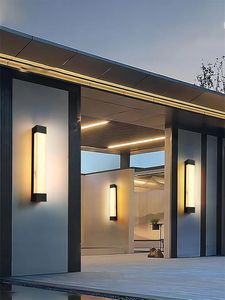Lámpara de Pared Exterior LED de Aleación de Aluminio, Tira Larga, Blanco Cálido 3500K, Impermeable, Regulable, Garantía de 10 Años, Luz de Jardín - Product Image 4
