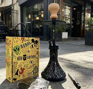 Black Lacquer Aluminum <b>Hookah</b> Set Modern Shisha <b>Pipe</b> with Gift Box Bowl Hose Bar Use - Product Image 3
