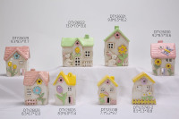 Décoration de maison en céramique peinte à la main, lapin de printemps, fleur, tulipe, porte-bougie en céramique, mignon, pastoral, mini maison, ornement de table