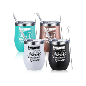 Vaso de Oficina de Acero Inoxidable con Aislamiento al Vacío de Doble Pared, Recubrimiento en Polvo, Forma de Huevo, 12 oz, con Tapa Deslizante para Café, Vino y Hogar, Gran Venta - Product Image 3