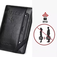 Portefeuille de voyage multifonction en cuir PU avec protection RFID, organiseur de billets et de passeports, personnalisable