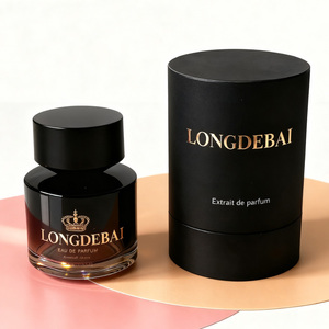 Factory Price Round Perfume Empty Bottle Crimp Cylinder <b>Black</b> 30ML 50ML 100ML Spray Perfume Glass Bottle with Tube <b>Box</b> - Product Image 1