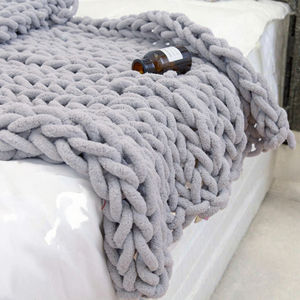 Plaid de luxe personnalisé imprimé, en chenille violette, moderne, respirant, tricoté, épais, tressé et noué, pour chambre à coucher, taille King - Product Image 3