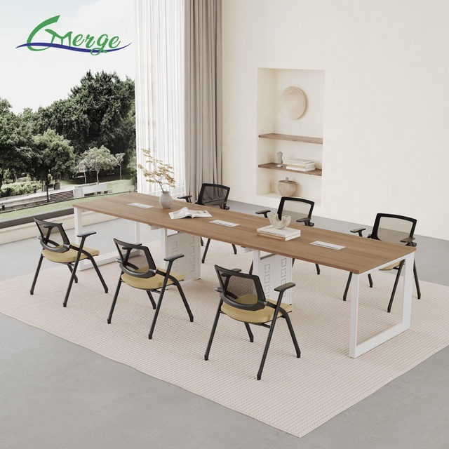 Modern Large 6-8 Seater Modular Extendable Conference Table Long Office Meeting Desk with Cable Management for Commercial Office
