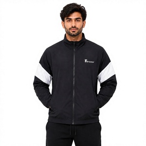 <b>Men's</b> <b>Black</b> Color Block Hooded Collar Zip-Up Waterproof Breathable <b>Windbreaker</b> Jacket Pockets Sporty Winter Outerwear - Product Image 1
