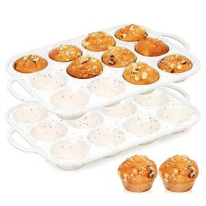 MUYULINS factory 12-cup <b>pan</b>, metal reinforced frame, regular size, with <b>handle</b>, non-stick silicone cake mold - Product Image 1