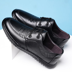 Mocasines de Cuero para Hombre, Color Sólido, con Cordones Delanteros, Tacón Bajo, Transpirables, Suela Suave, Zapatos Casuales de Negocios, Costura de Grosor Estándar - Product Image 3