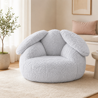 Fauteuil Poire à Bas Prix en Forme de Lapin, Meuble Moderne en Peluche Longue pour Adultes et Enfants, Idéal pour la Salle Familiale