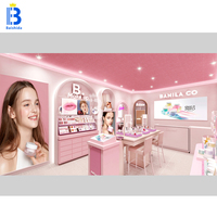 Vitrine design d'intérieur personnalisée pour salon de beauté, décoration, vitrine design pour cosmétiques, présentoir pour boutique de soins de la peau avec lumière assortie