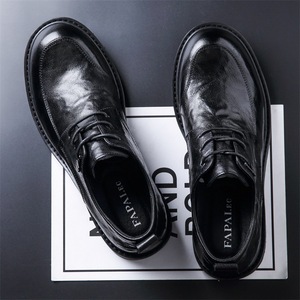 Papalbo Chaussures en cuir formelles pour hommes, noires, à bout rond, à lacets, pour le bureau, les mariages - Product Image 3