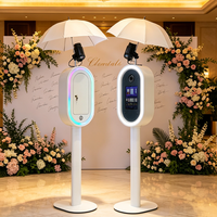 En stock, photomaton ovale léger pour iPad, station de selfie avec éclairage LED coloré, machine de photomaton facile à installer pour les événements professionnels