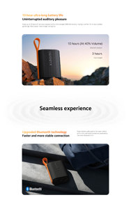 Cho Túi Âm Thanh 5W Loa Di Động Đầy Đủ Phạm Vi Âm Thanh Crossover 10 + Giờ Tuổi thọ Pin USB IP67 Không Thấm Nước Cho Ngoài Trời - Product Image 5