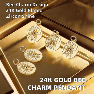 Delicado Collar con Colgante de Abeja en Latón Chapado en Oro Real de 24K - Product Image 2