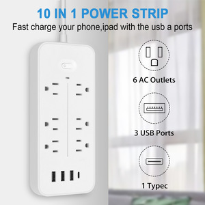 Mở rộng ổ cắm chúng tôi Power Strip với USB 6 ổ cắm điện dải USB Loại C ổ cắm Extender đa cắm ổ cắm ổ cắm Extender - Product Image 5