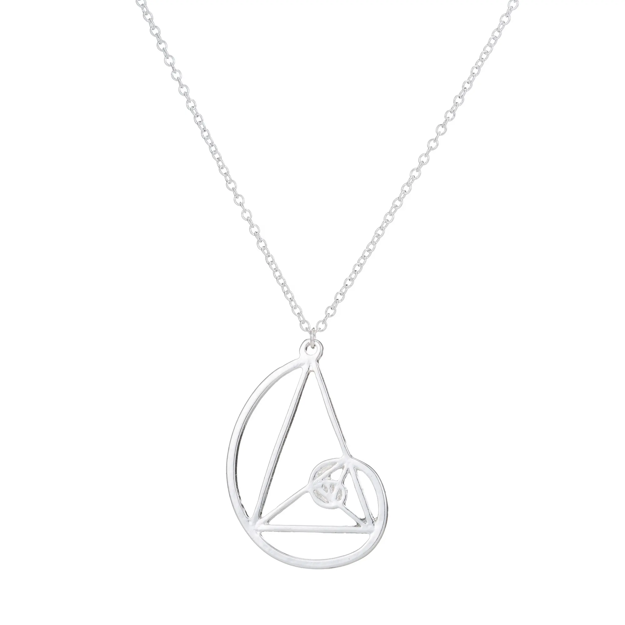 Ratio Psychology Necklace Science Biology Jewelry Stainless Steel Spiral with Triangle Necklace Fibonacci Pendant Women CLASSIC