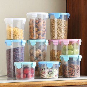 Transparent Plastic Airtight Jars For Grain And Cereal Storage Kitchen <b>Refrigerator</b> Food <b>Containers</b> Cylinder Shape M Size - Product Image 2