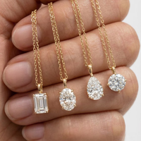 Pendentif solitaire en or jaune 14k 18k vintage avec diamant de laboratoire certifié IGI 1CT 2CT 3CT, taille émeraude, radiant, ovale, poire, marquise