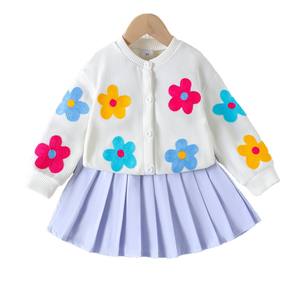Vente flash Nouveaux modèles Robe pull pour <span class=keywords><strong>petites</strong></span> <span class=keywords><strong>filles</strong></span> Couleur unie Motif floral Ensemble de pull pour enfants Robes pull pour fille - Product Image 5