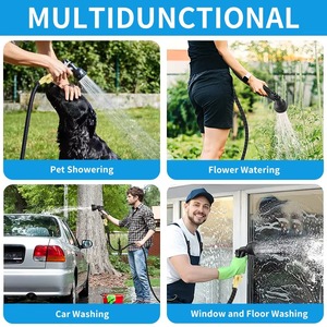 Carrete de manguera de jardín expandible OEM de fábrica, 3/4'' de diámetro, flexible, ligero, enrollable, con expansión automática 3 veces y pistola de agua - Product Image 4