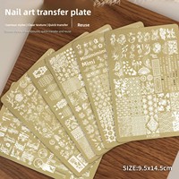Plaque de tamponnage professionnelle pour ongles, motif floral en dentelle et papillon, motif pétales dorés en bambou chinois, pour nail art DIY