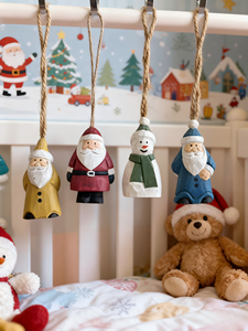 Adornos Navideños de Madera Maciza Ecológicos, Grabados y Personalizables, <span class=keywords><strong>Estilo</strong></span> Rústico, Tallados, para Colgar en el Árbol, con Santa Claus y Muñeco de Nieve, para Decoración Navideña del Hogar - Product Image 2