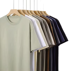 Camiseta Masculina de Algodão Pesado Branca de Manga Curta, Corte Solto, Cor Sólida, Roupas Casuais de Verão com Opções de <span class=keywords><strong>Design</strong></span> de Logo em Branco - Product Image 1