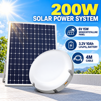 Lampu Plafon Tenaga Surya 200W IP65 dengan Remote Control untuk Gudang, Teras, dan Taman, Dilengkapi Panel Surya Mono Terpisah