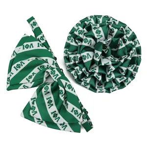 Broche Jacquard en Polyester et rayures vertes et blanches pour femmes, ensemble nœud papillon, offre spéciale,