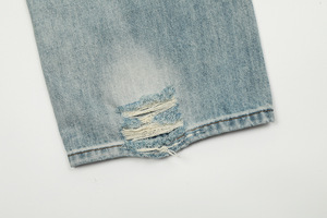 American Retro Wash to Do <strong>Old</strong> <strong>Light</strong> Blue Jeans Male European and American Fashion Brand High <strong>Street</strong> Straight Leg Pants Couple - Product Image 5