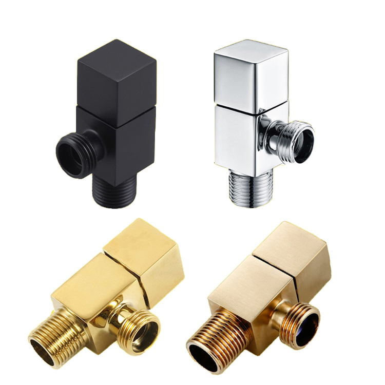 Bathroom Wall Mount 2 Way Golden Zinc Alloy Gold Valves Square Toilet Bidet Angle Valve