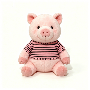 Juguete de peluche de cerdo rosa personalizado, cerdo de granja de peluche con camiseta a rayas, muñeco de cerdo suave, lindo cerdo de peluche con camiseta. - Product Image 2