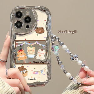 Hot bán đầy đủ coverag lông sợi màu hồng trong suốt Silicone chống sốc điện thoại di động trường hợp wtih Vòng đeo tay - Product Image 5