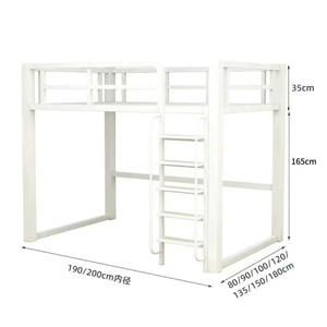 Маленькая квартира, общежитие, железная кровать-ЛОФТ, односпальная или двуспальная, с подкроватным столом, экономия пространства для аренды металлического материала - Product Image 6