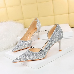 2025 Chaussure Femme Designer Fashion <b>Shoes</b> Sequin Cloth Stiletto Women's Pumps Heels for Ladies - Product Image 5