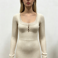 Robe pull longue en maille côtelée blanche de haute qualité pour femme, personnalisable OEM & ODM, vente en gros Dani Maxi